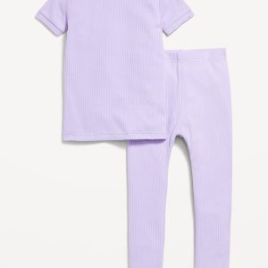 Snug-Fit Ribbed Pajama Set for Toddler & Baby