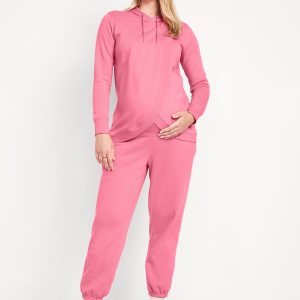 Maternity Rollover-Waist Jogger Sweatpants
