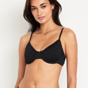 Textured Underwire Balconette Swim Top