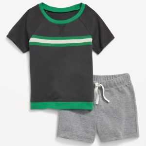 Raglan-Sleeve Jersey-Knit T-Shirt and Shorts Set for Baby