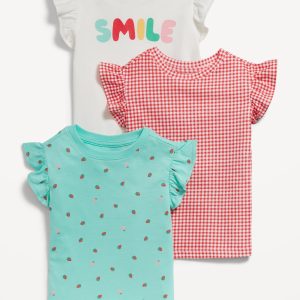Short-Sleeve Ruffle-Trim T-Shirt 3-Pack for Toddler Girls