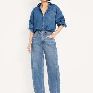 High-Waisted Barrel Ankle Jeans