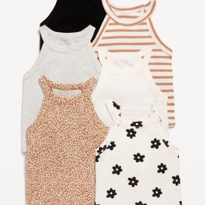 Fitted Halter Tank Tops 6-Pack for Toddler Girls