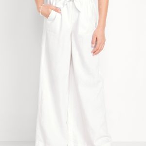 High-Waisted Linen-Blend Wide-Leg Pants for Girls