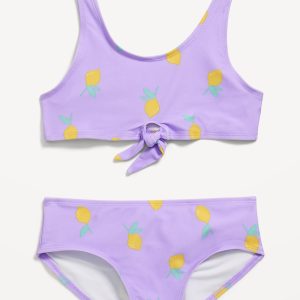 Printed Tie-Knot Bikini Swim Set for Girls