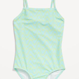 Printed Back Cutout One-Piece Swimsuit for Girls