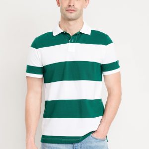 Classic Fit Striped Pique Polo