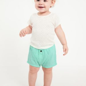 Double-Weave Button-Front Shorts for Baby