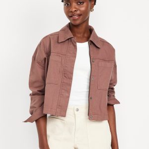 Canvas Crop Utility Jacket