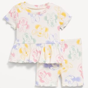 Disney© Ribbed Lettuce-Edge Top and Shorts Set for Baby