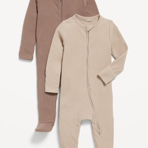 Unisex 2-Way-Zip Sleep & Play Footed One-Piece 2-Pack for Baby