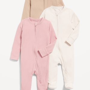 2-Way-Zip Sleep & Play Footed One-Piece 3-Pack for Baby