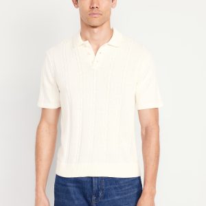 Short-Sleeve Cable-Knit Polo