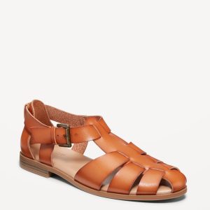 Faux-Leather Fisherman Sandals
