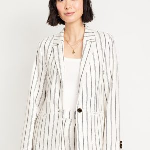 Taylor Fitted Linen-Blend Suit Blazer