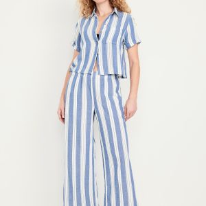 High-Waisted Crinkle Gauze Super Wide-Leg Pants