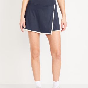High-Waisted PowerSoft Faux-Wrap Skort