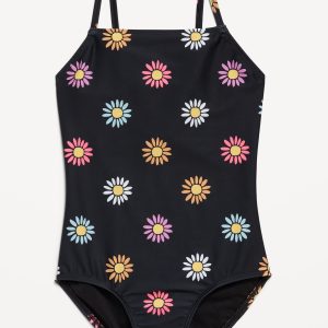 Printed Back Cutout One-Piece Swimsuit for Girls