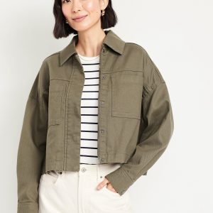 Canvas Crop Utility Jacket