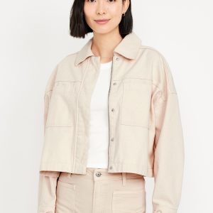 Canvas Crop Utility Jacket