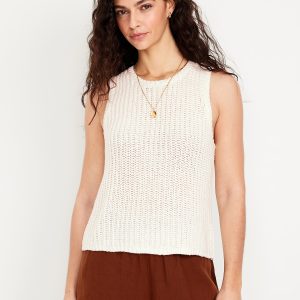 Sleeveless Open-Stitch Sweater