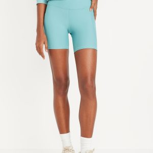 High-Waisted PowerSoft Pocket Biker Shorts -- 6-inch inseam