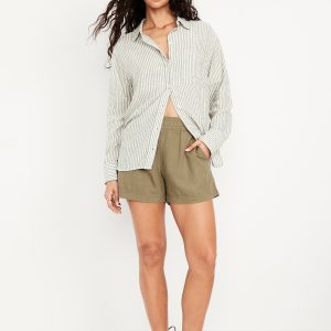 High-Waisted Linen-Blend Shorts -- 3.5-inch inseam