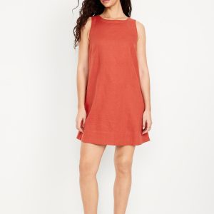 Sleeveless Linen-Blend Mini Shift Dress