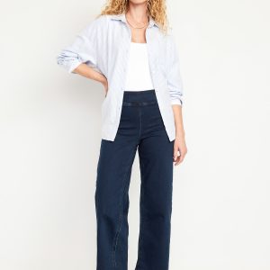 High-Waisted Weekender Pull-On Crop Wide-Leg Jeans