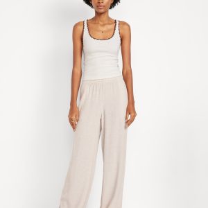 High-Waisted Linen-Blend Wide-Leg Pants