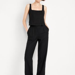 Extra High-Waisted Linen-Blend Taylor Wide-Leg Trouser Pants