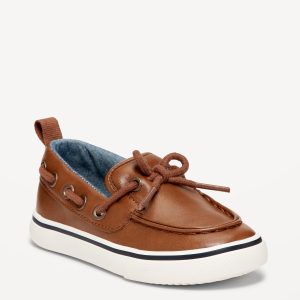 Faux-Leather Boat Shoes for Toddler Boys