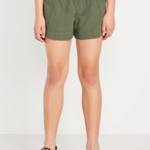 Loose Double-Weave Utility Shorts for Girls