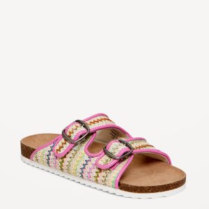 Textured-Woven Buckled Strap Sandals for Girls