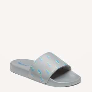 Gender-Neutral Faux-Leather Pool Slide Sandals for Kids