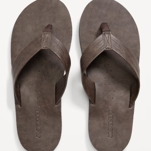 Faux-Leather Flip-Flop Sandals for Men