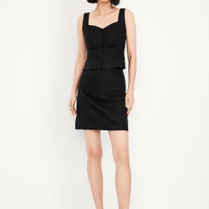 High-Waisted Linen-Blend Mini Skirt