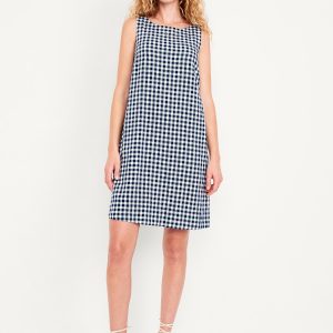 Linen-Blend Mini Shift Dress