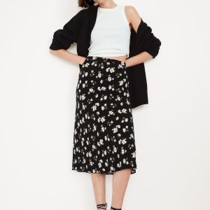 Crepe A-Line Midi Skirt