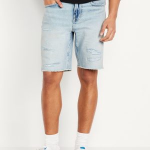 Slim Built-In Flex Jean Raw-Edge Shorts -- 9.5-inch inseam