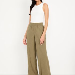 High-Waisted Linen-Blend Wide-Leg Pants