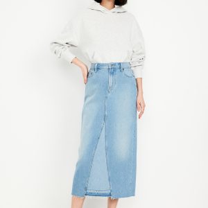 Mid-Rise Jean Maxi Skirt