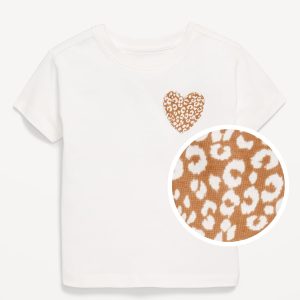 Short-Sleeve Heart-Pocket T-Shirt for Toddler Girls