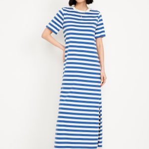 Vintage Crew-Neck Maxi T-Shirt Dress