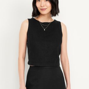 High-Neck Button-Back Top
