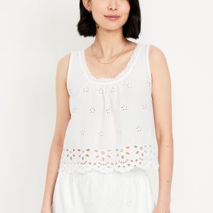 Sleeveless Eyelet Top
