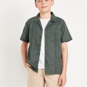 Short-Sleeve Textured Pocket Shirt for Boys