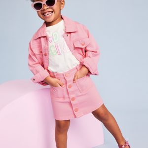 Cropped Trucker Twill Jacket for Toddler Girls