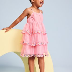 Birthday Sleeveless Tulle Fit and Flare Dress for Toddler Girls