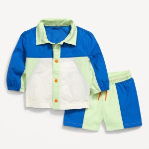 Color-Block Jacket and Shorts Set for Baby